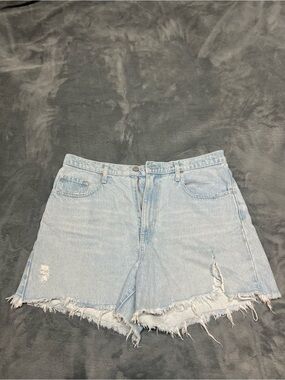 Nobody Denim Light Blue Distressed High-Rise Jean Shorts